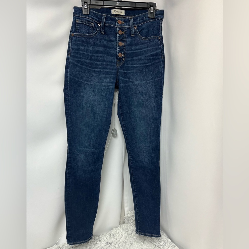 Madewell 9” High rise skinny jeans with exposed button fly size 28